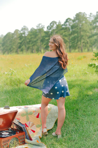 Navy Sequin Detail Poncho Top