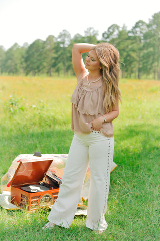 Brown Lace Tiered Cami