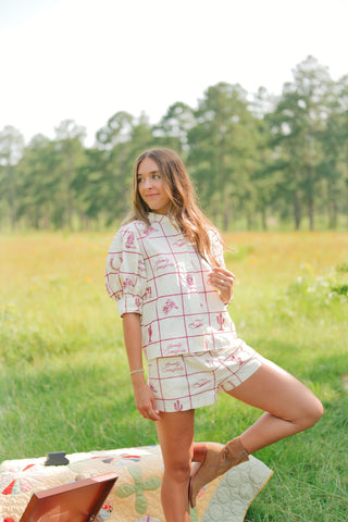 Beige Howdy Cowgirl Two Piece Set