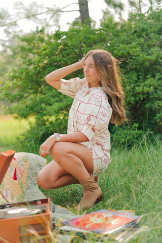 Beige Howdy Cowgirl Two Piece Set