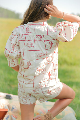Beige Howdy Cowgirl Two Piece Set