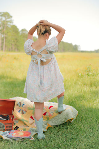 Pink & Blue Gingham Babydoll Dress