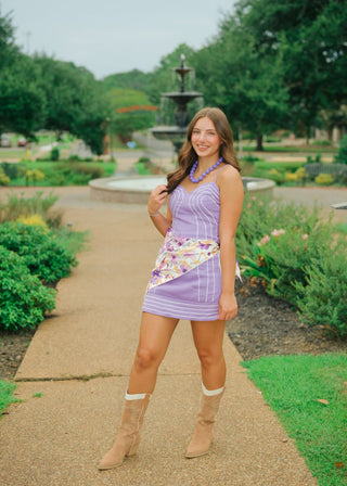 Purple Trim Detail Sweetheart Dress