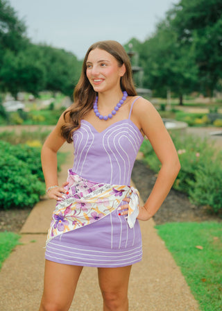 Purple Trim Detail Sweetheart Dress