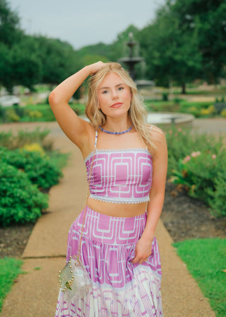 Purple Abstract Maxi Skirt Set