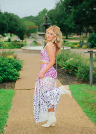 Purple Abstract Maxi Skirt Set