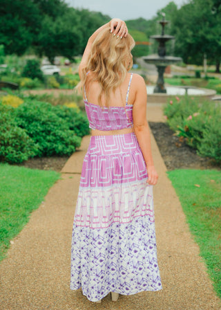 Purple Abstract Maxi Skirt Set
