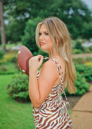 Brown Tiger Print Maxi Skirt Set
