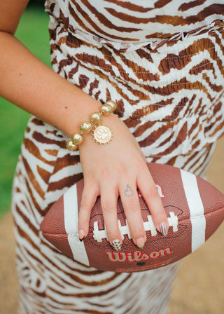 Tiger Paw Pendant Beaded Bracelet