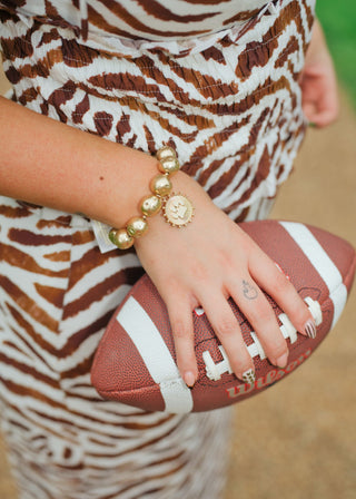 Tiger Paw Pendant Beaded Bracelet