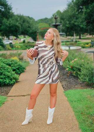 Tiger Print Brown Mini Skirt