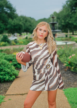 Tiger Print Brown Mini Skirt