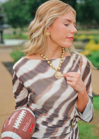 Tiger Face Pendant Beaded Necklace