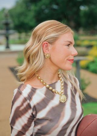 Tiger Coin Stud Earrings