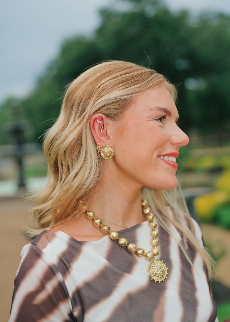 Tiger Coin Stud Earrings