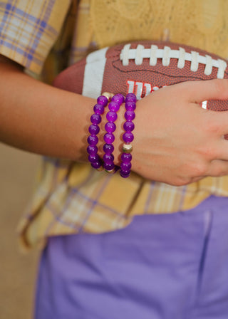 Purple Beaded Stretchy Bracelet Set