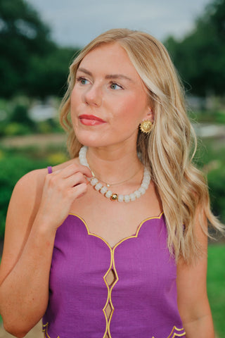 Cream & Gold Chunky Beaded Necklace