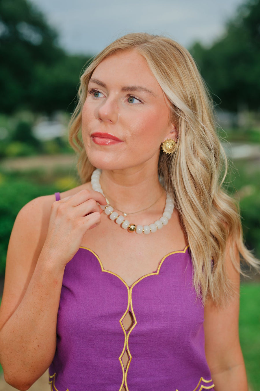 Cream & Gold Chunky Beaded Necklace
