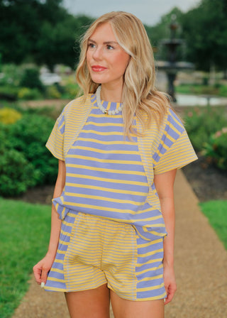 Purple & Yellow Striped Lounge Set