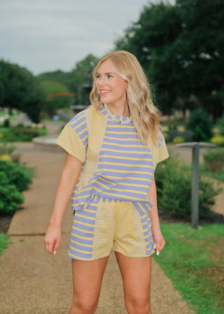 Purple & Yellow Striped Lounge Set