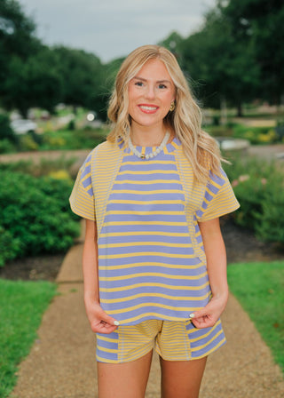 Purple & Yellow Striped Lounge Set