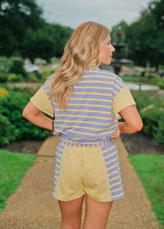 Purple & Yellow Striped Lounge Set
