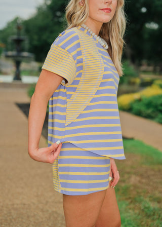 Purple & Yellow Striped Lounge Set