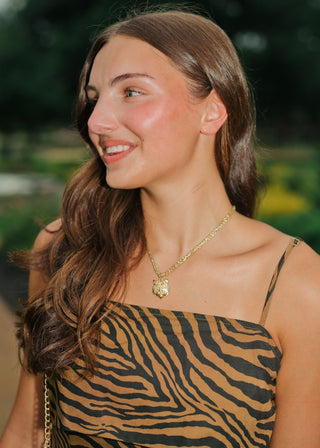 Tiger Pendant Cord Tie Necklace