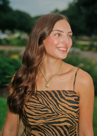 Tiger Pendant Cord Tie Necklace