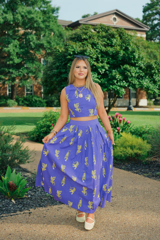Purple Tiger Maxi Skirt Set