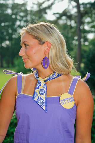 Purple & Gold Football Earrings