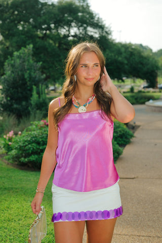 White Skirt With Purple Sequin Trim