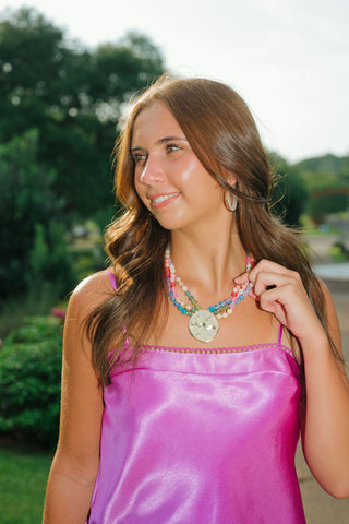Multicolored Beaded Pendant Necklace