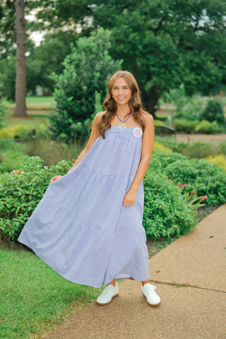 Purple Gingham Tie Back Maxi Dress