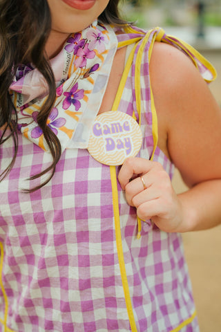 "Gameday" Purple & Yellow Button