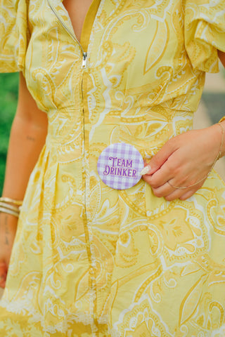 Team Drinker Gingham Gameday Button