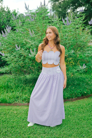 Purple Polka Dot Maxi Skirt Set