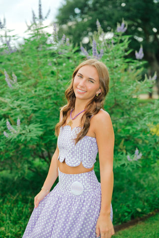 Purple Polka Dot Maxi Skirt Set