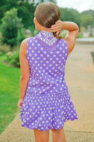 Purple Polka Dot Bubble Hem Dress