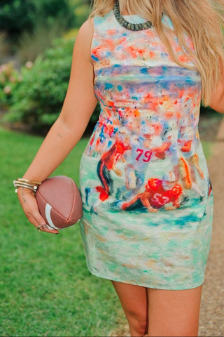 Football Print Open Back Mini Dress