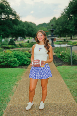 Purple & Yellow Gingham Athletic Skort