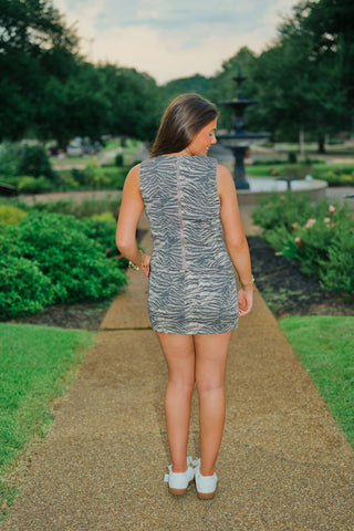 Tiger Print Set Pleated Top