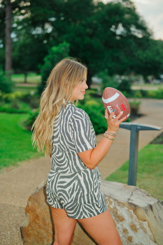 Tiger Print Denim Top & Short Set
