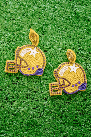 LSU Beaded Helmet Earrings