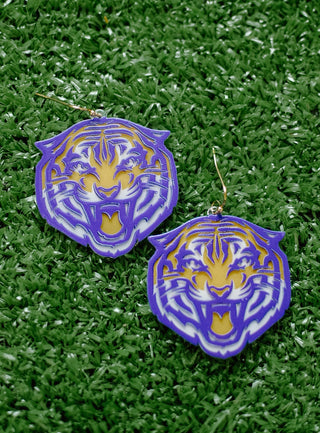 LSU Tiger Head Earrings