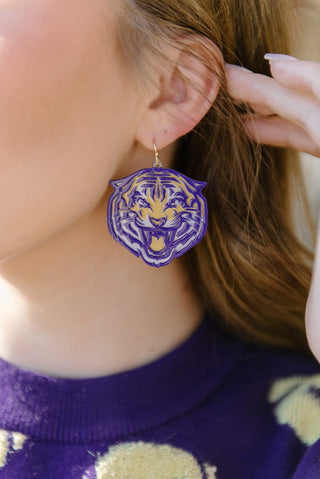 LSU Tiger Head Earrings