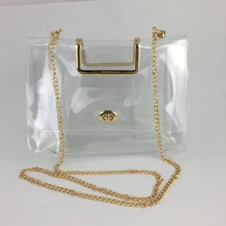 Large Gold Chain Clear Purse