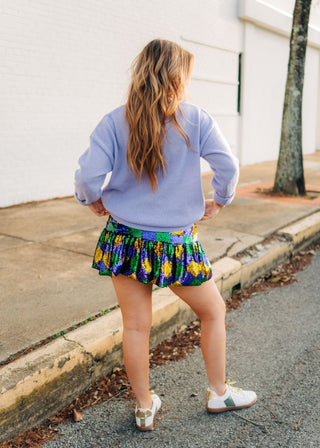Lavender Sequin Mardi Gras Sweater from Select Trends Boutique