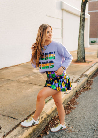 Lavender Sequin Mardi Gras Sweater from Select Trends Boutique