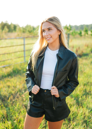 Black Zip Up Leather Jacket